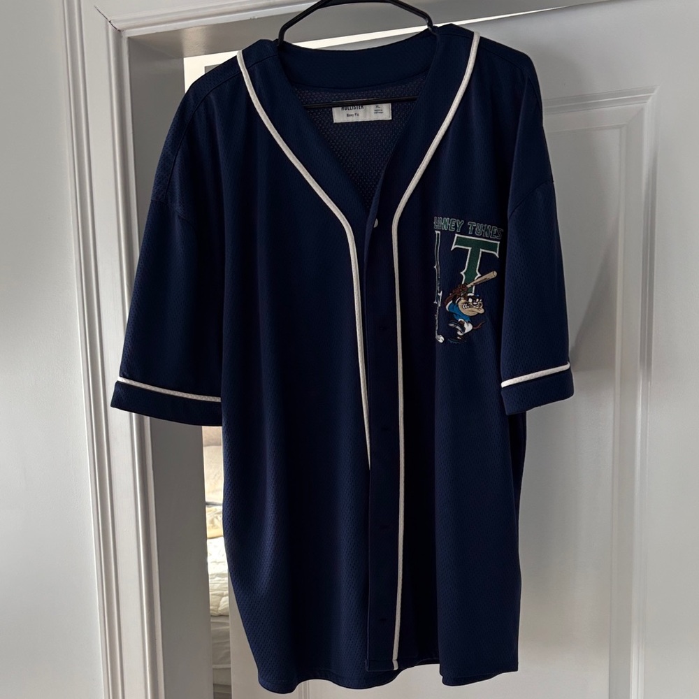 Hollister Navy Blue Baseball Jersey